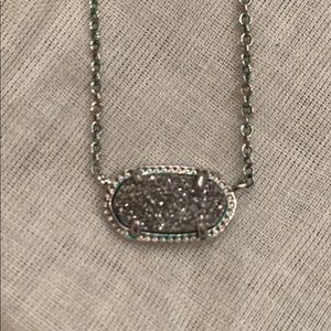 Kendra Scott Elisa Silver Pendant Necklace in Platinum Drusy